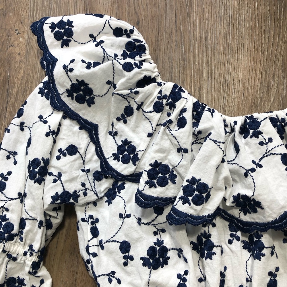 Zara Embroidered Ruffle Crop Top - Picture 10 of 15